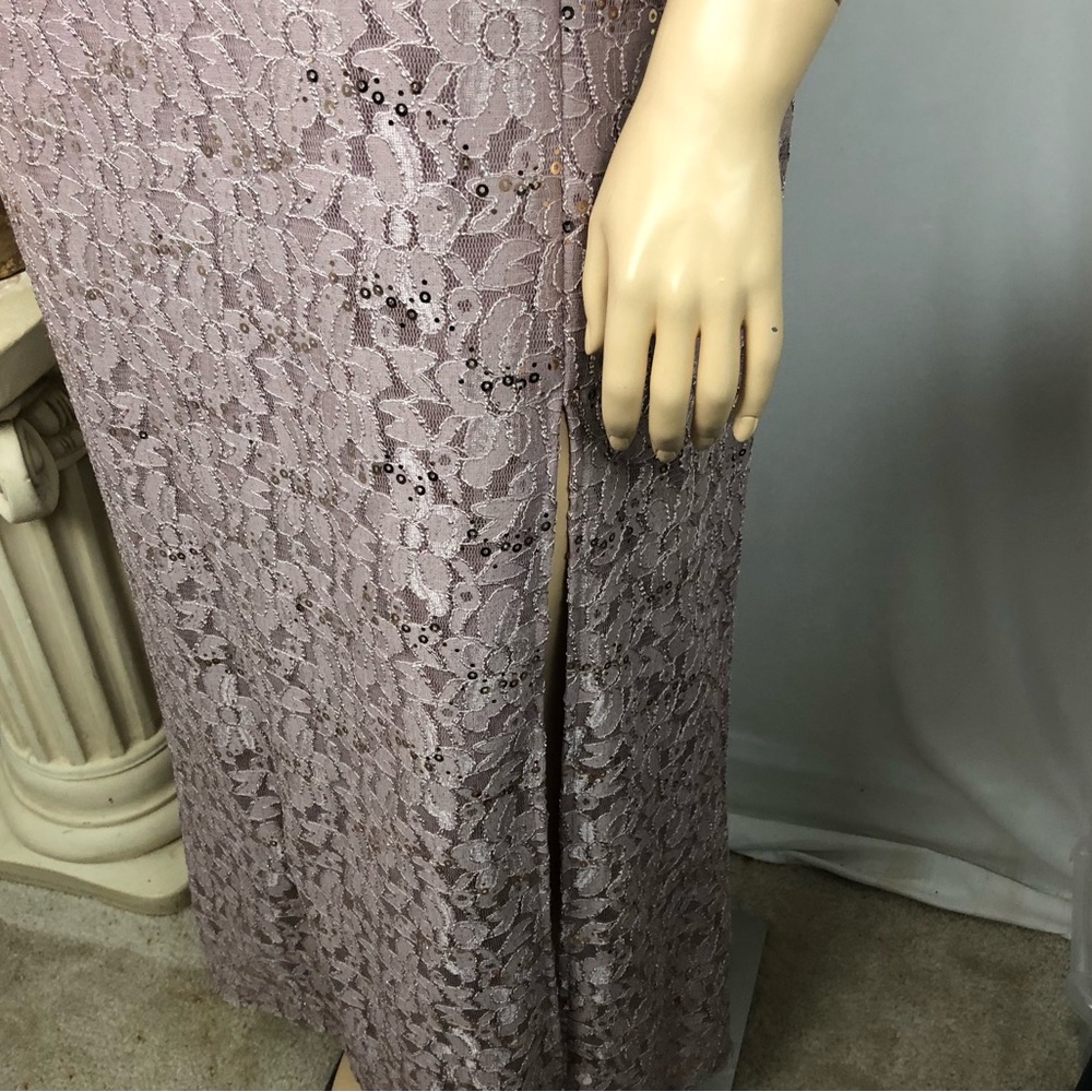 Oleg Cassini Lace Sequin Sleeveless Long Maxi Formal Evening Wedding Guest Dress - Picture 11 of 16
